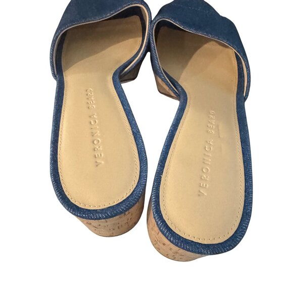 Veronica Beard Dali Platform Blue Denim Block Heel Sandal, Size 9.5 WORN ONCE - Picture 2 of 8